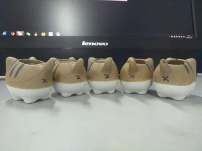Description Picture 3 of itemBalcony Decor GiftCute Mini Cat Ceramic Flower Pot Small Cartoon Planter Bonsai Cactus  Home Garden Desktop Succulent Plants