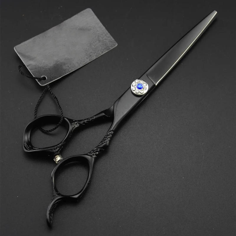Description Picture 6 of itemProfessional Japan 440c 6 '' Black scissor Gem hair scissors haircut thinning barber tools cutting shears hairdresser scissors