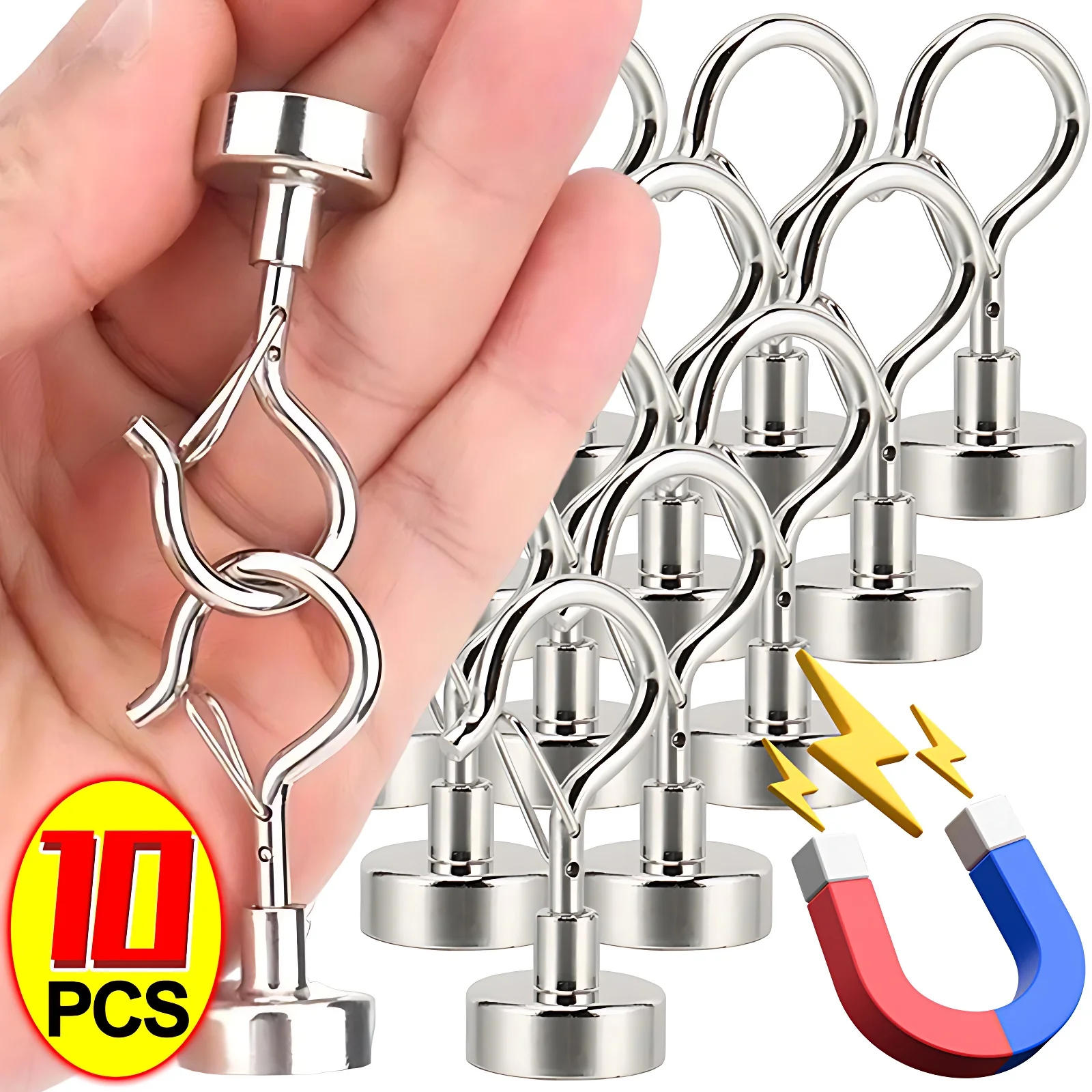 Description Picture 4 of item10/1PCS Strong Magnetic Hooks Multi-Purpose Storage Hooks Home Kitchen Bar Storage Hook Key Storage Hook Bathroom Hangers