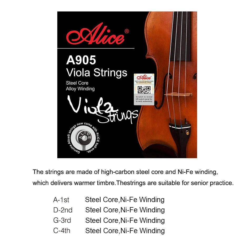 Description Picture 5 of itemAlice A905 Viola Strings Set Ni-Fe Winding  Steel Core 1st-4th Full Set