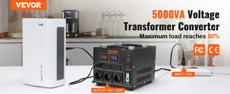 Description Picture 3 of itemVEVOR Voltage Converter Transformer 500-5000W Heavy Duty Step Up/Down Transformer Convert 110V to 220V and 220V to 110V