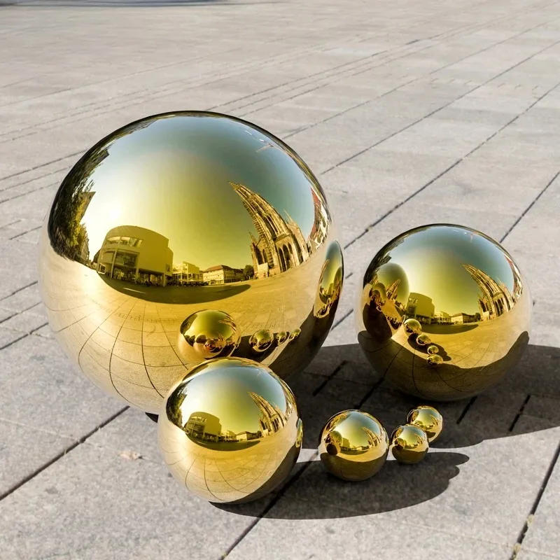 Description Picture 2 of itemDia 19-300mm 304 Stainless Steel Hollow Ball Golden 1.0mm Titanium Gold Metal Hollow Ball Golden Mirror Surface Decorative Ball