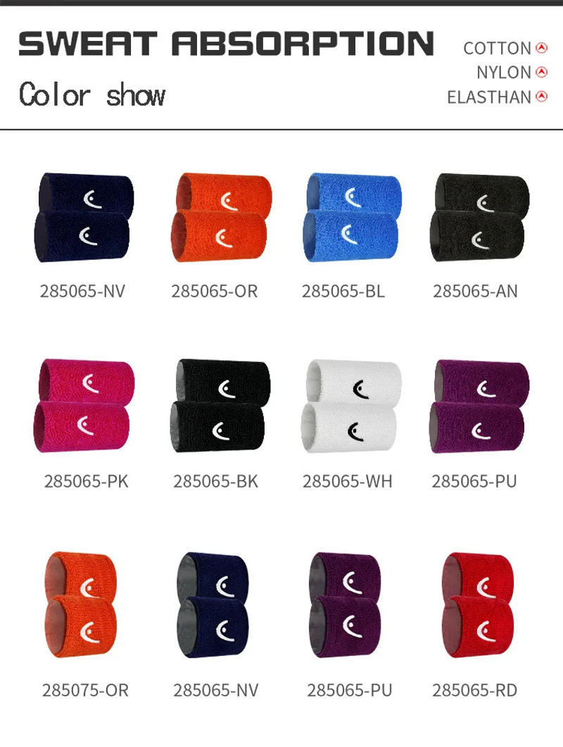 Description Picture 3 of itemOriginal HEAD Tennis Wristband Badminton Sport Wristband Comfortable Sweat Wiping Non Slip Wristband