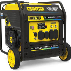 9000-Watt Electric Start Tri Fuel Home Backup Portable Open Frame Inverter Generator with Quiet Technology