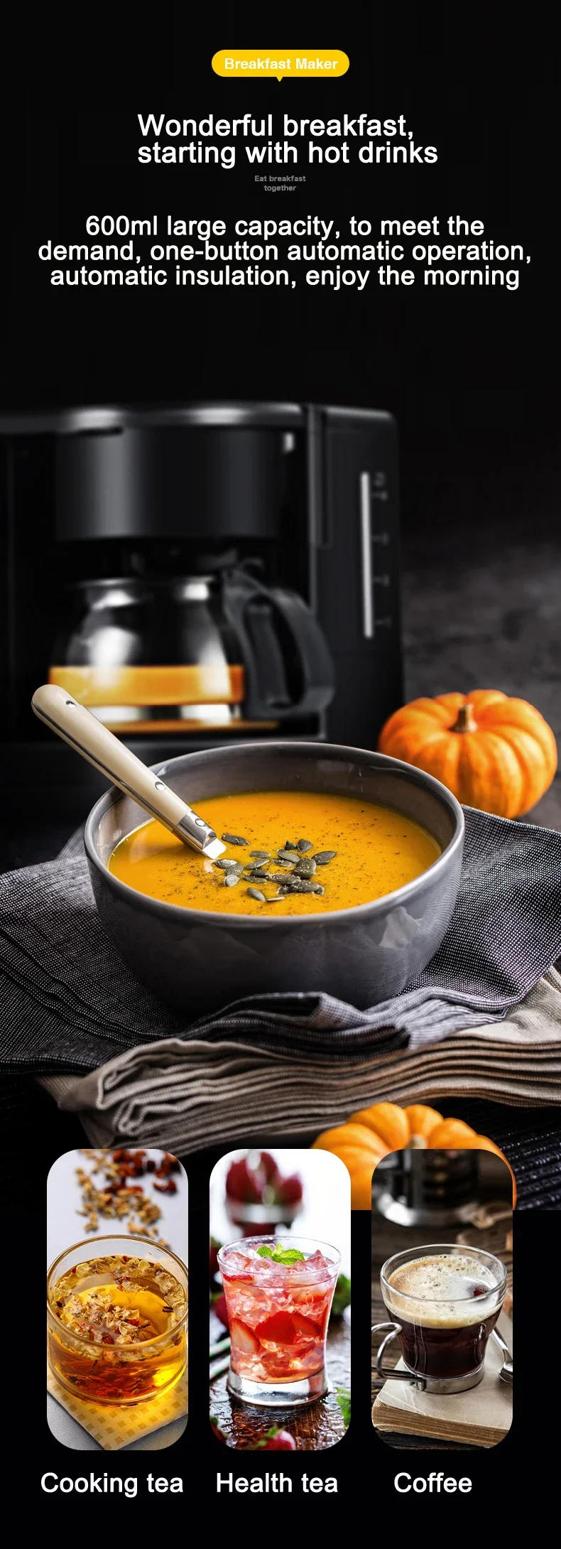 Description Picture 5 of itemDMWD Electric Breakfast Machine 3 in 1 Multifunction Breakfast Maker Mini Drip Coffee Maker Bread Pizza Oven Frying Pan Toaster