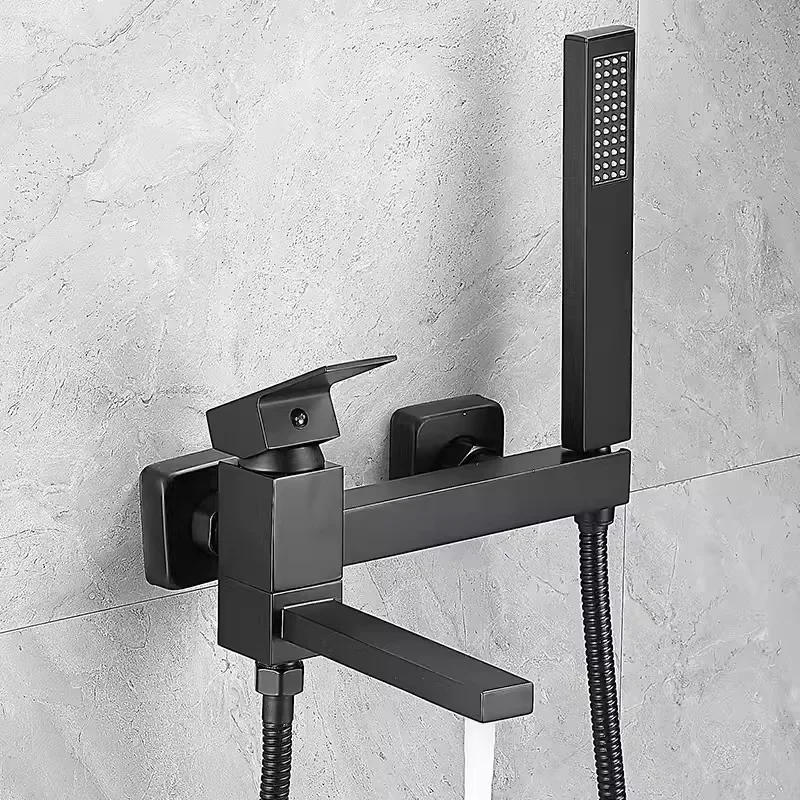 Description Picture 2 of itemBathtub Shower Set Wall Mounted Black Rotatable Bathtub Faucet,Bidet Bathroom Bath & Mixer Tap Brass