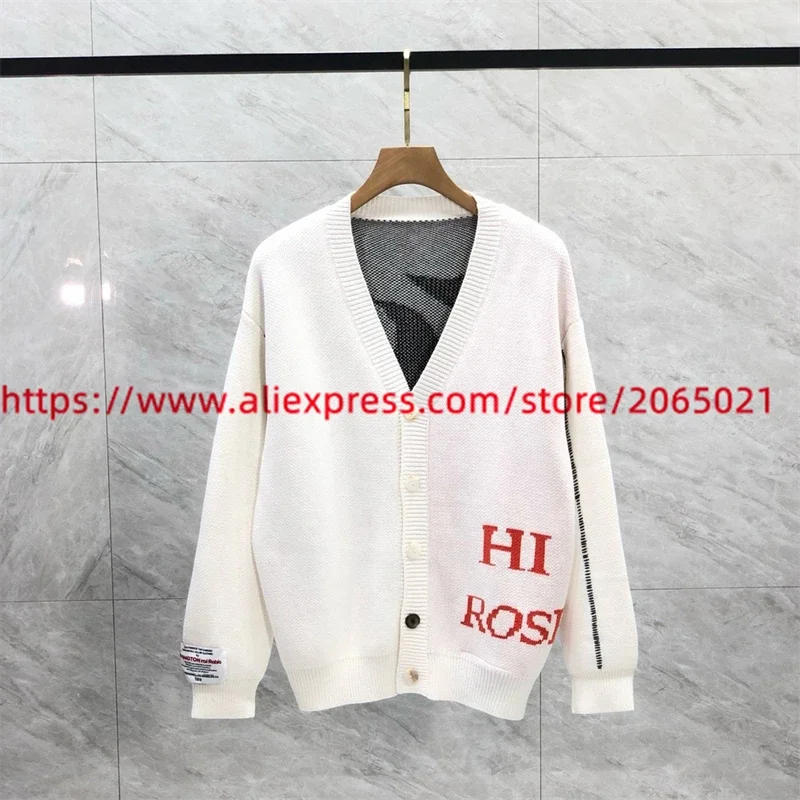 Description Picture 3 of itemCardigan RRR-123 Knitted Sweater Men Women Loose Black White V-neck RRR 123 Sweatshirts