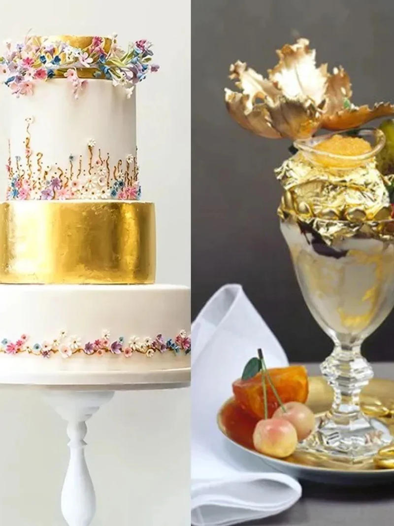 Description Picture 5 of item100Pcs Golden Foil Paper Imitation Gold Silver Leaf Foil Paper For Cake Decor Craft Paper Birthday Party Wedding Decoration