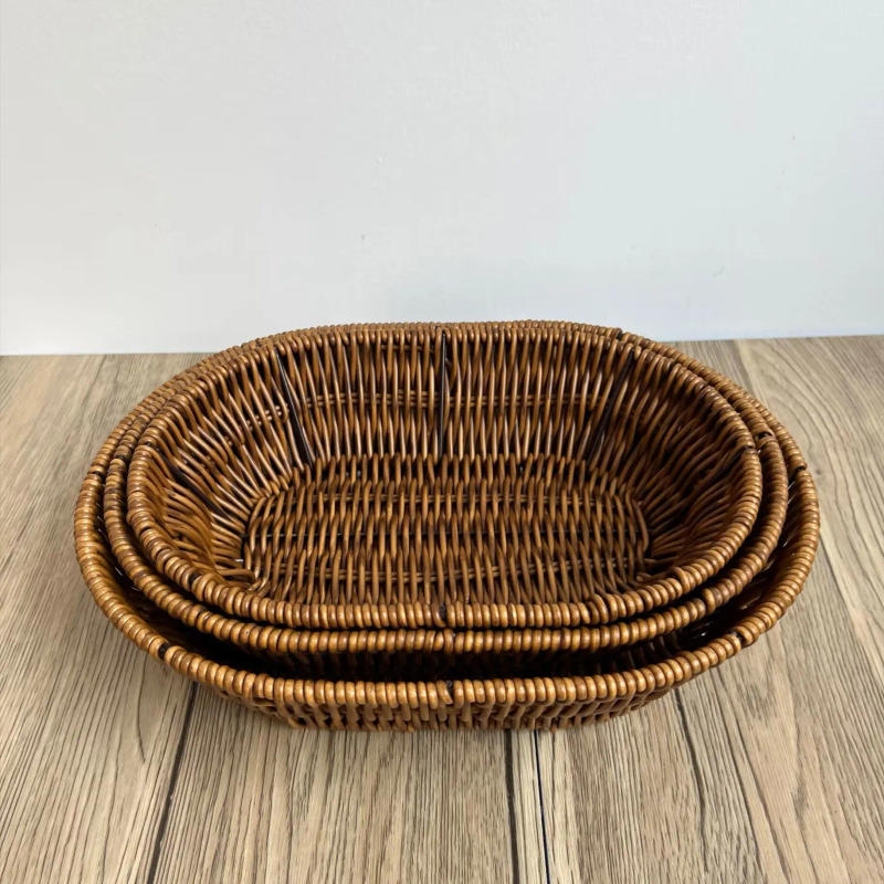 Description Picture 5 of itemSupermarket Fruit and Vegetable Display Basket Dim Sum Basket Square Storage Basket Woven Fruit Basket Snacks Bread Snack Basket