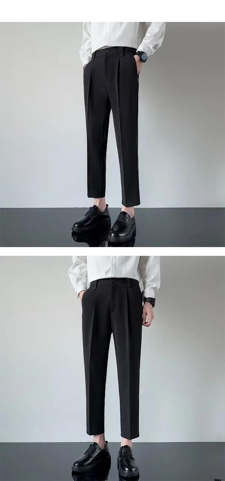 Description Picture 2 of itemNew Men's Spring Autumn Fashion Business Stretch Tailoring Casual Long Pants Suit Pants Male Elastic Straight Trousers  A21