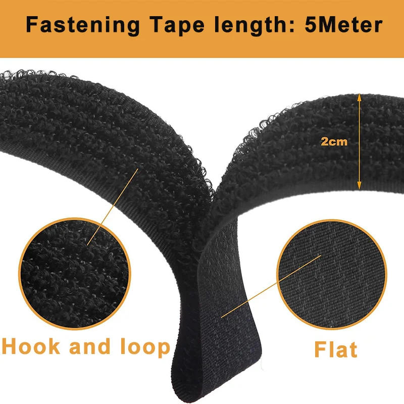 Description Picture 3 of item5Meter Reusable Fastening Cut-to-Length Cable Straps with 20Pcs Metal Buckles Adjustable Nylon Hook and Loop Cinch Cable Ties