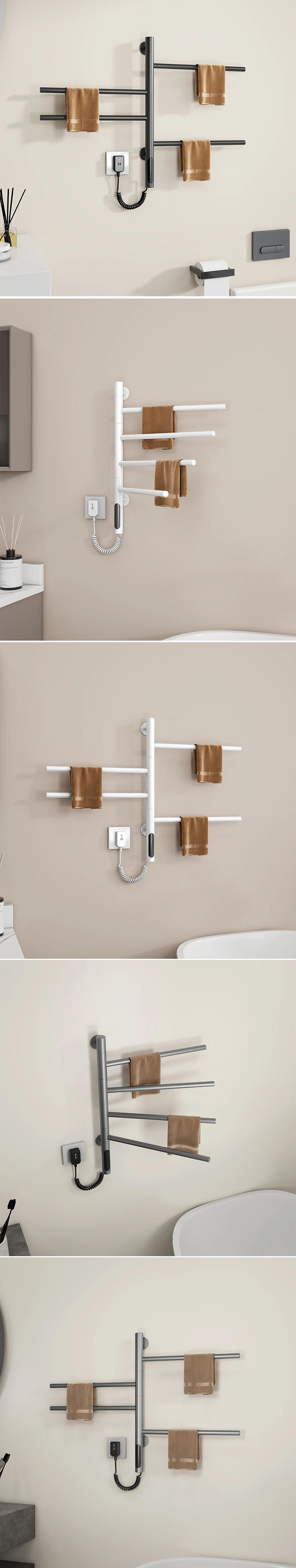 Description Picture 4 of itemBathroom Electric Towel Rack Stainless Steel Heated Towel Rail Temperature Time Control Towel Warmer Rotatable Towel Dryer