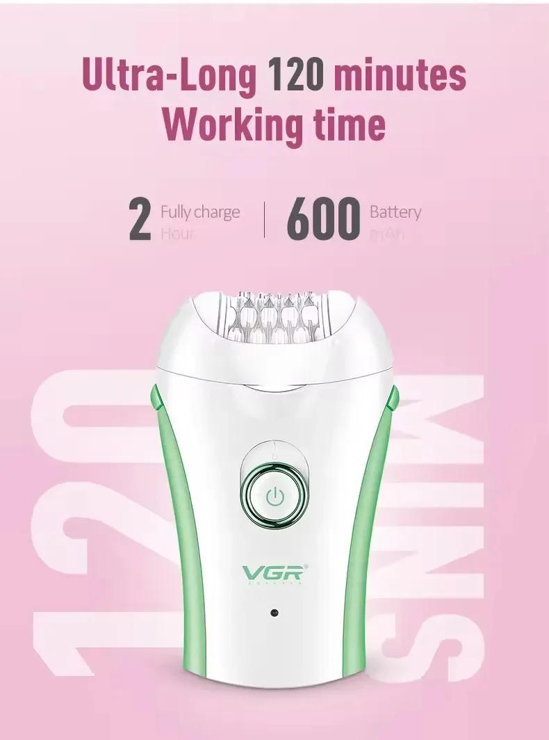 Description Picture 6 of itemVGR Hair Remover Professional Epilator Electric Leg Body Rechargeable Underarms Portable Two Speeds Epilator for Women V-705