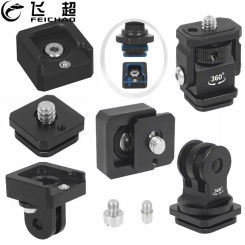Cold Shoe Mount Adapter 1/4" ARRI Anti-loose Quick Release 360 Swivel Camera Tripod Ballhead for GoPro Flash LED Monitor Holder