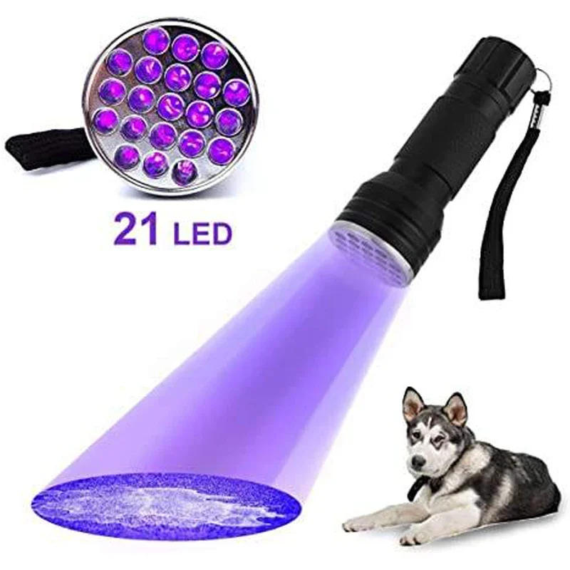Description Picture 4 of item21 LED UV Ultraviolet Flashlight Blacklight 395NM Mini Torch Flash Lamp For Pet Urine Stains Portable Black Light Flashlights