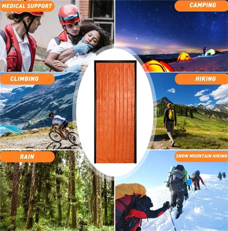 Description Picture 4 of itemPortable Waterproof Emergency Survival Sleeping Bag Outdoor Edc Camping Gear Thermal Sack First Aid Rescue Kit Mylar Blanket