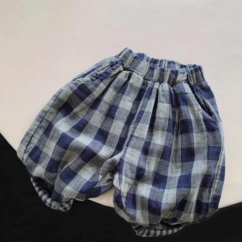 Description Picture 4 of itemBoys' Blue Checkered Pants 2025 Spring and Autumn New Children's Korean Edition Trendy Children's Clothing Girls' Baby Pants