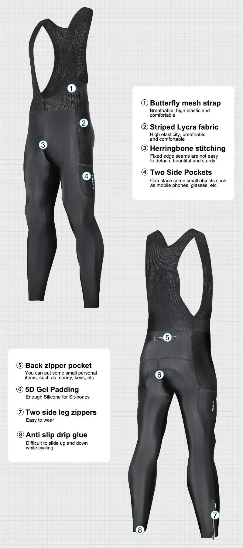 Description Picture 4 of itemX-TIGER Autumn Men's Cycling Bike Pants 5D Gel Padded Cycling Tight Pantyhose Outdoor Sports Cycling Mountain Road Bike Pants