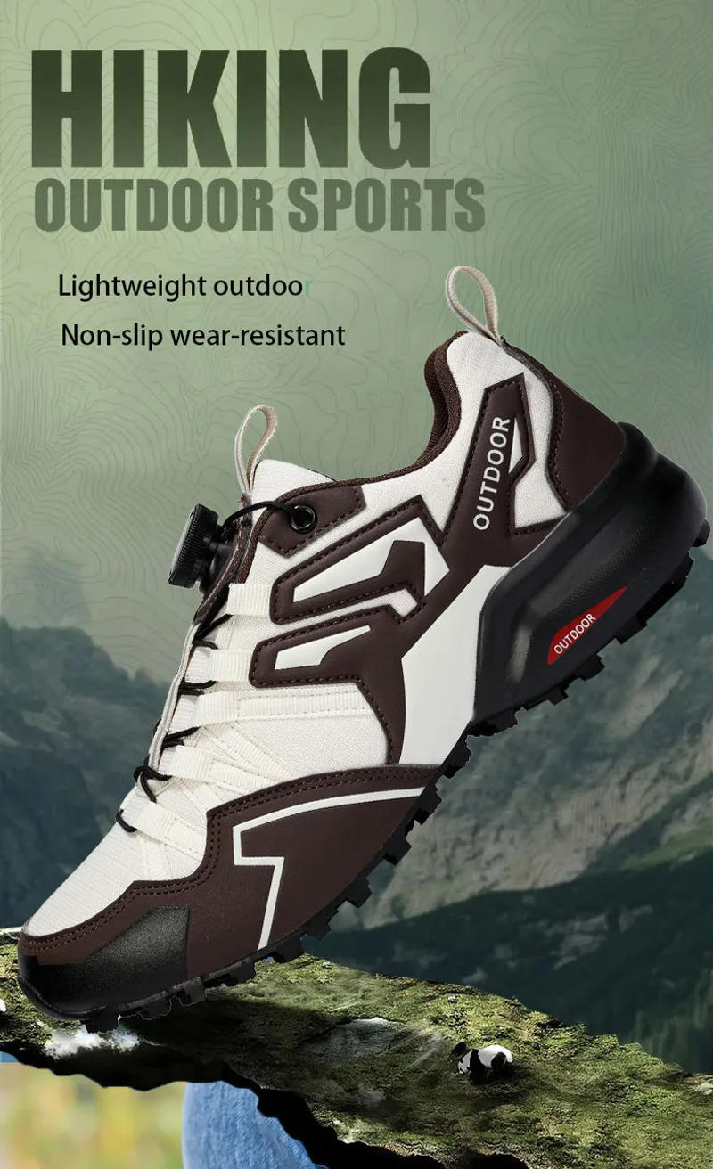 Description Picture 2 of item2024 Men Hiking Shoes Non-Slip Breathable Knob Buckle Large Size Lockless Cycling Shoes Youth Outdoor Cross-Country Sports Shoes