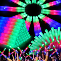 100PCS LED Glow Sticks Bulk Colorful RGB Glow Foam Stick Cheer Tube Dark Light for Xmas Birthday Wedding Party Supplies