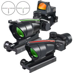 4X32 Sight with Red Dot Real Fiber Optics Scope Tactical Red Green Dot Etched Reticle Illuminated RifleScope for Hunting Rifle