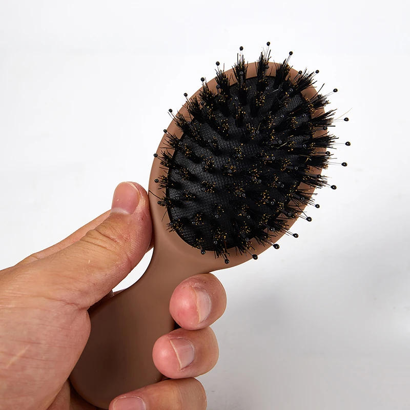 Description Picture 6 of item1PC Oval Boar Bristle & Nylon Hair Comb Mini Anti-static Hair Scalp Massage Comb Hairbrush Salon Hair Care Brush Styling Tool