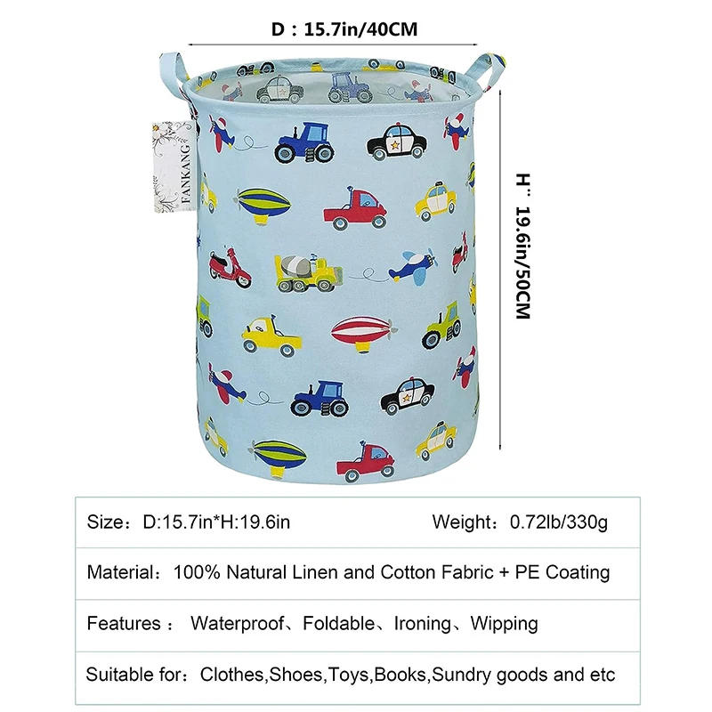 Description Picture 2 of item40x50cm Laundry Basket Foldable Canvas Large Dirty Clothes Toys Storage Bag Foldable Hamper With Handles Home Organization