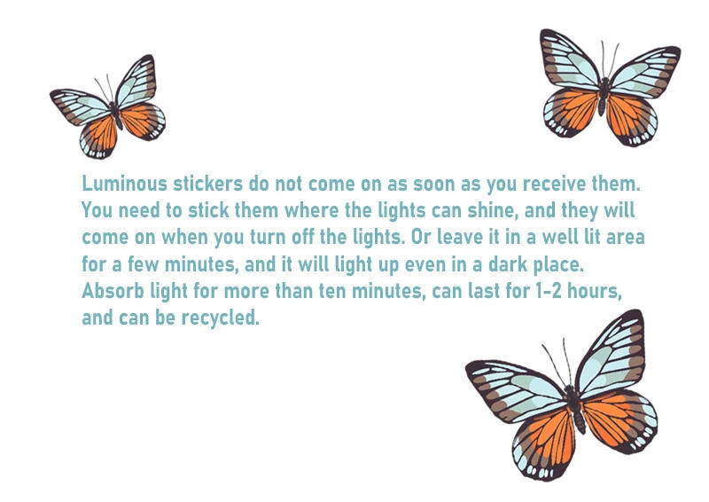 Description Picture 4 of itemWatercolor Luminous Butterfly Wall Stickers For Kids Room Light Switch Panel Decals Home Decor Glow in Dark Butterflies Sticker