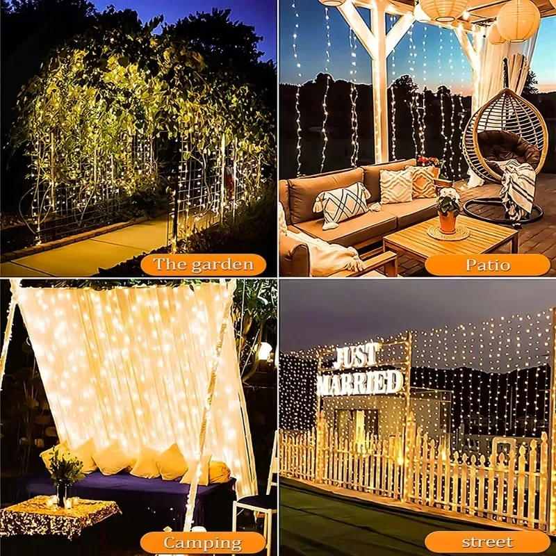 Description Picture 4 of item1pc Solar 3x3/3*2/3*1 LED Curtain Bedroom Lights Christmas Garland Fairy Light Festoon Wedding Home Bedroom Decoration Lighting