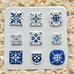 Traditional Chinese Classical Style "Blue and White Pottery"Series Tiles Clay Cutting Molds For DIY Earrings Jewelry Making