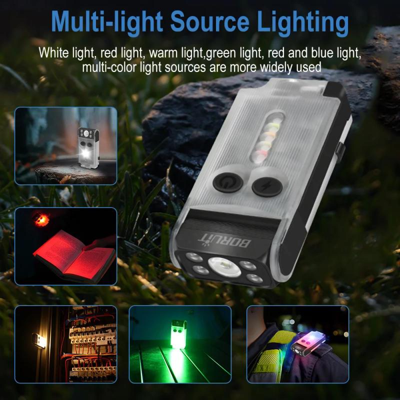 Description Picture 5 of itemBORUiT V30 EDC LED UV Flashlight Type-C Rechargeable Power Bank Work Light Magnet Buzzer Torch Camping Pocket Lantern with Clip
