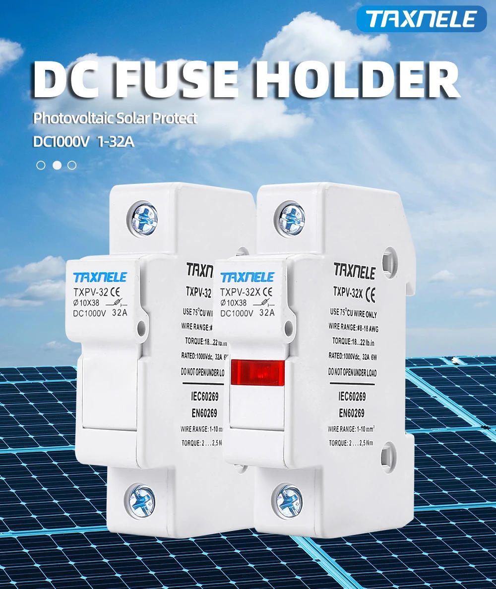 Description Picture 2 of item1P DC Fuse Holders Solar PV 10*38mm 1000V Photovoltaic System Protection Short Circuit Protector gpV