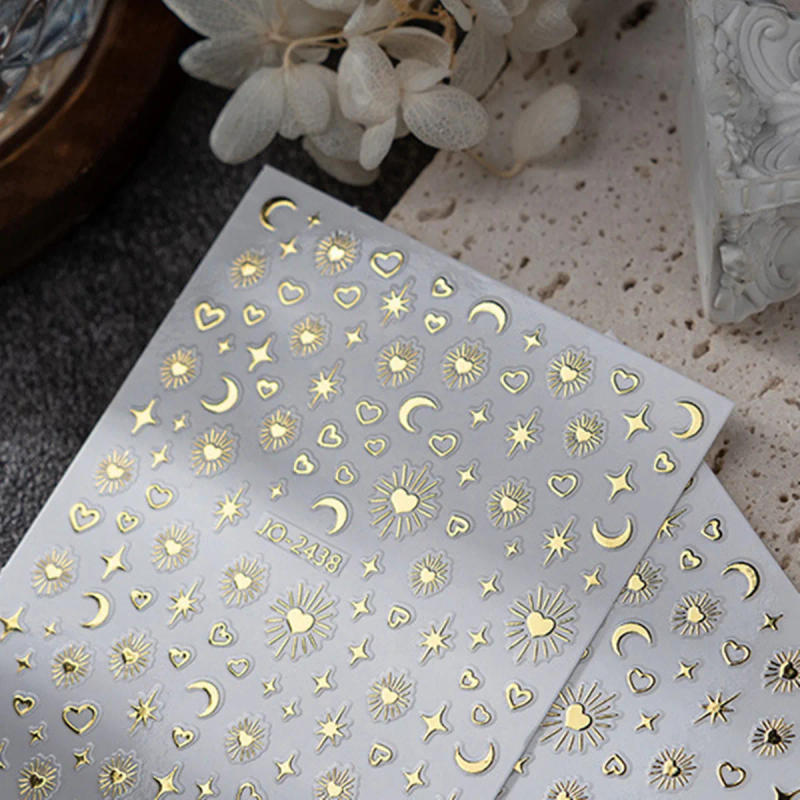 Description Picture 5 of item5pcs 3D Random Gold Silver Nail Nail Art Decoration Stickers Luxury Kawaii Star Heart Series Sliders Decals Nail Accessories DIY