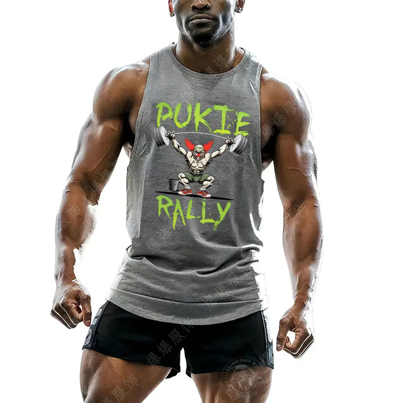 Description Picture 4 of item2D Barbell print men's basketball T-shirt Quick drying summer suitable for fitness sports breathable sleeveless vest tops