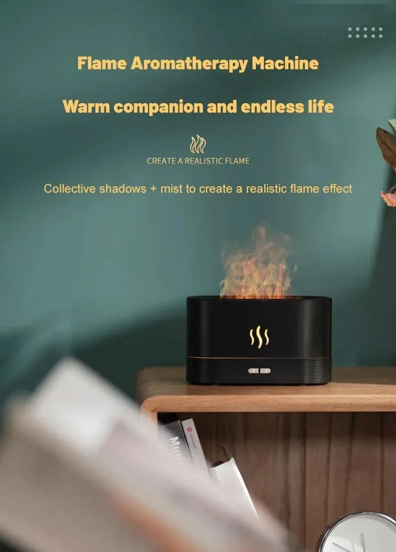 Description Picture 2 of itemPerfume Humidifier Ultrasonic Air Humidifier With LED Lighting Simulation Colorful Flame Fragrance Essential Oil Flame Lamp