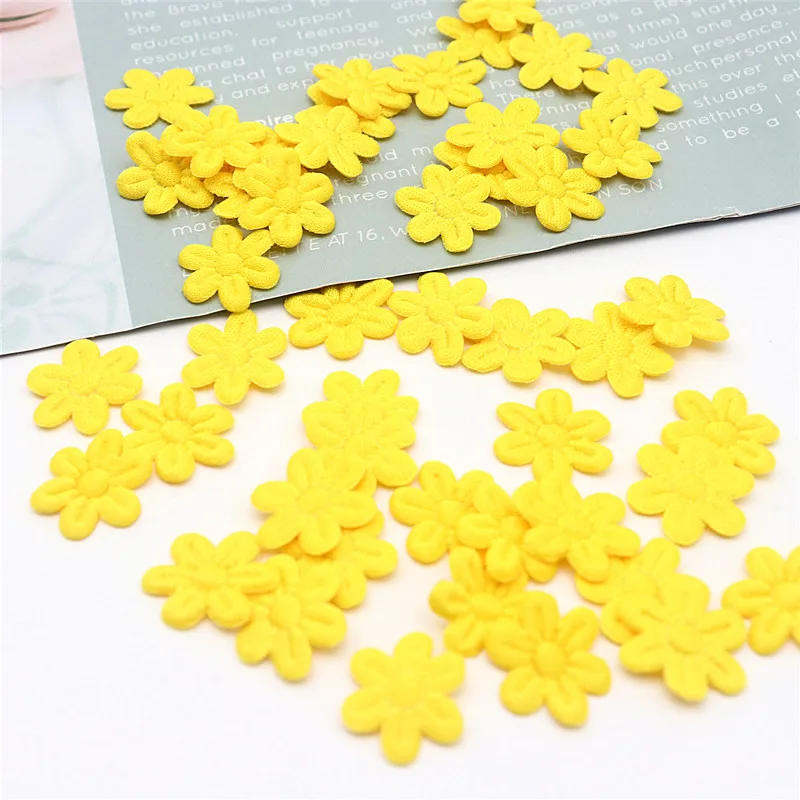 Description Picture 6 of item100pcs/pack five petal flower embossing DIY children hair accessories hairpin accessories accessories material cloth sticker 2cm