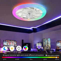 RGB Ceiling Fan Light, Remote Control Stepless Dimming, Indoor Lighting, Bedroom Pendant Light, Living Room, Ventilation Fan