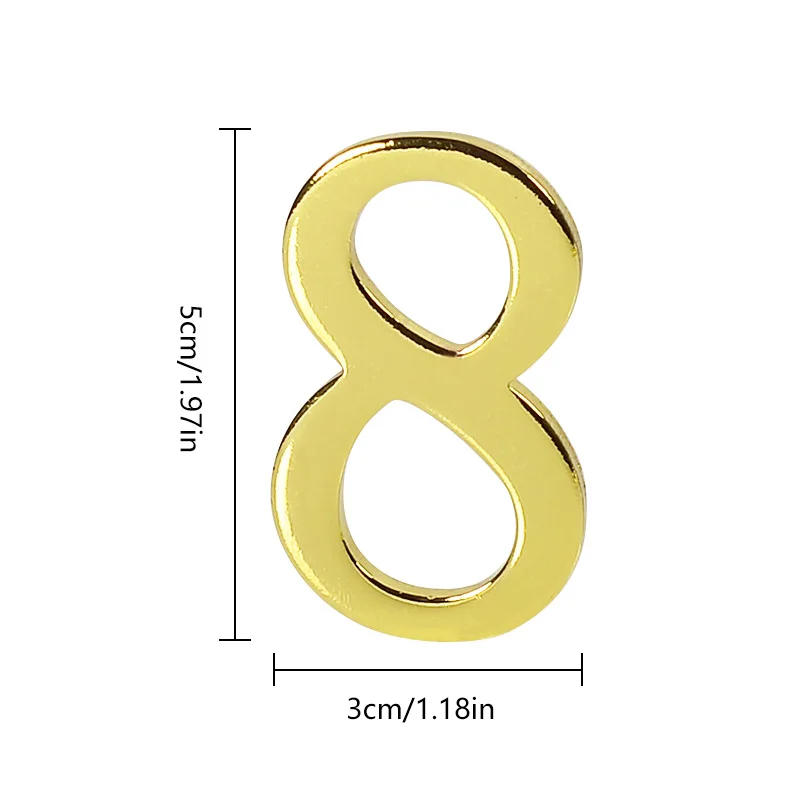 Description Picture 2 of item5cm 3D Self Adhesive House Door Number Gold Color Apartment Door Plates Stickers Signs for Hotel Office Address Door Label