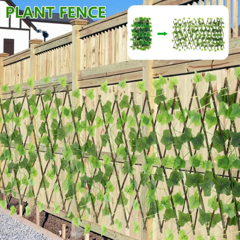 Description Picture 3 of itemNew Garden Screening Expanding Trellis Privacy Screen Hedge Artificial Faux Ivy Leaves Wooden Fence for Garden Buildings