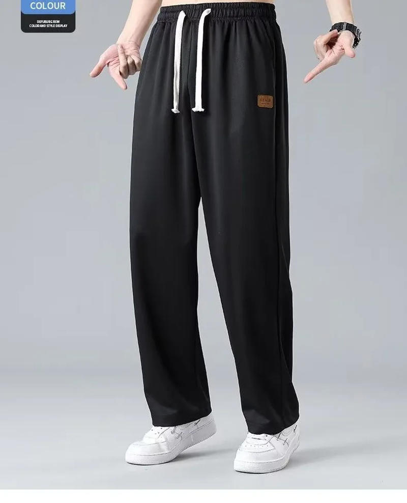 Description Picture 3 of itemAll Season Summer Casual Soft Solid Men's Cool Boys Waist Loose All Match Overalls Pocket Drawstring Sport Pants Breathable