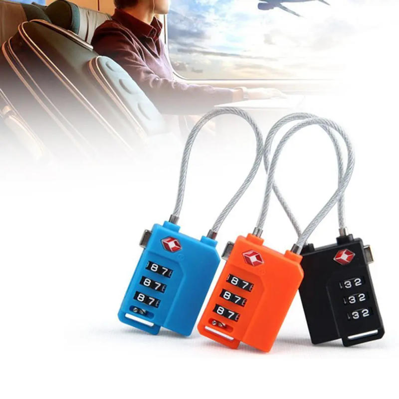 Description Picture 2 of itemHigh Security Portable Small Padlock TSA Customs Lock Padlock with Steel Cable Smart Combination Lock Customs Code Lock