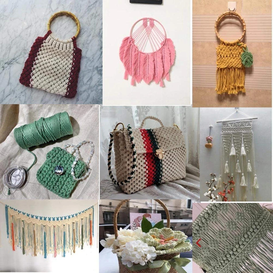 Description Picture 6 of item2mm 100M Macrame Cord Cotton Rope String Crafts DIY Colored Thread Cord Twisted Twine Handmade Sewing Home Wedding Decoration