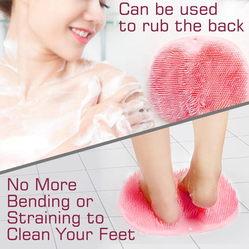 Description Picture 4 of itemSilicone Foot Massage Pad Shower Mat Non-slip Wash Foot Pad Stick on Wall Surface Body Cleaning Tool Exfoliating Rub Back Brush