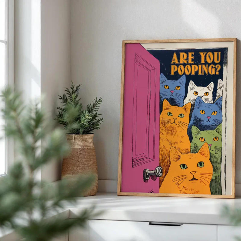 Description Picture 5 of itemBathroom Cat Print For Toilet Wall Art Print Funny Cat Print Maximalist Wall Art Bathroom Wall Art Toilet Poster Funny Posters