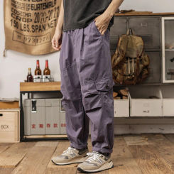 2024 new cotton breathable loose small straight pants casual pants Japanese vintage overalls