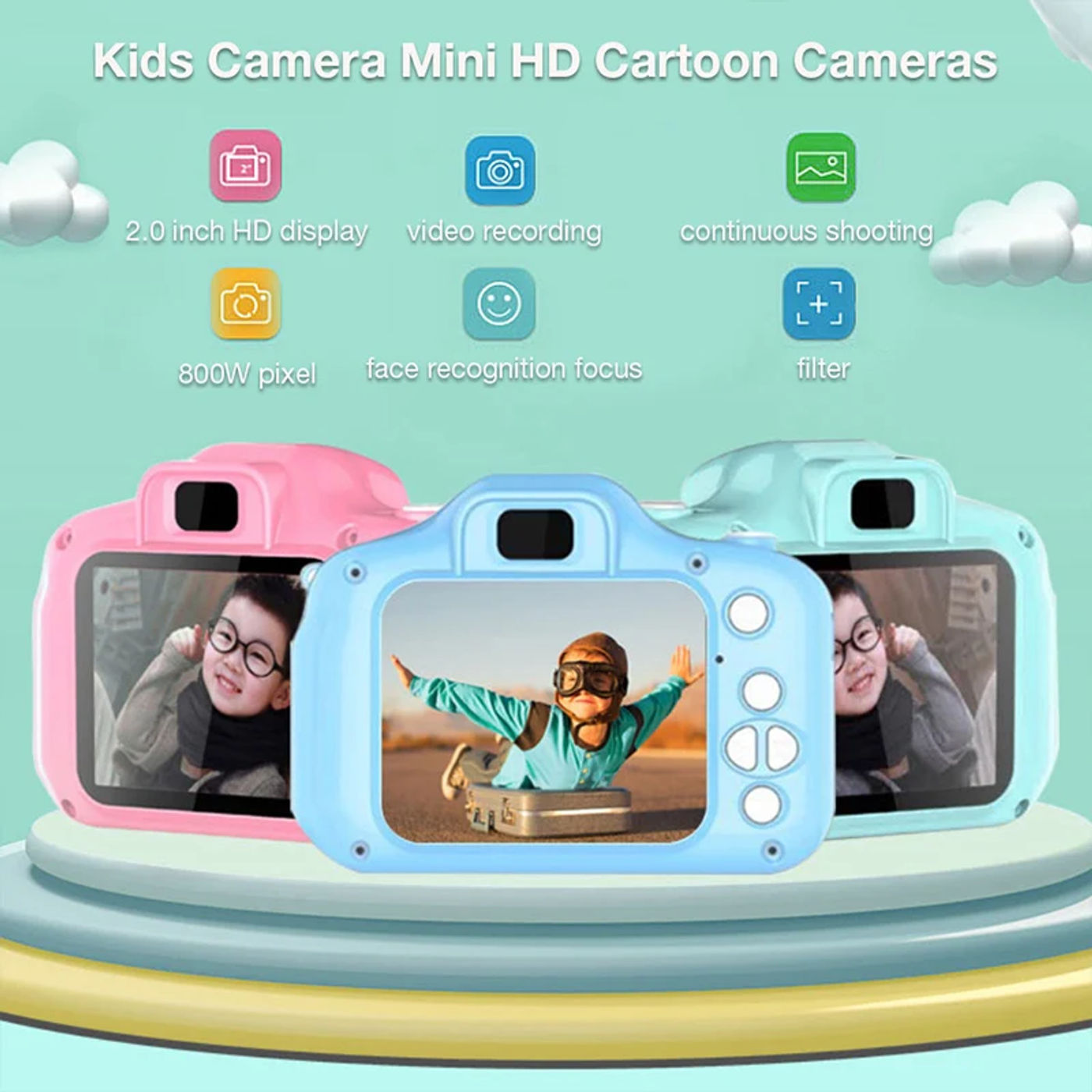 Description Picture 5 of itemX2 Children Mini Digital Camera Can Take Pictures Video Cartoon Small Camera Toy Kids Party Gift Multifunctional Portable Camera