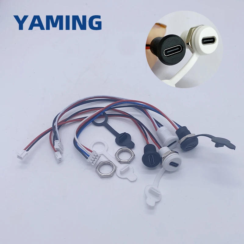 Description Picture 4 of itemTYPE-C USB Connector 2/4 Pins With 15cm Wire Waterproof Female Seat With PH2.0 Terminal Nut Lock Plate