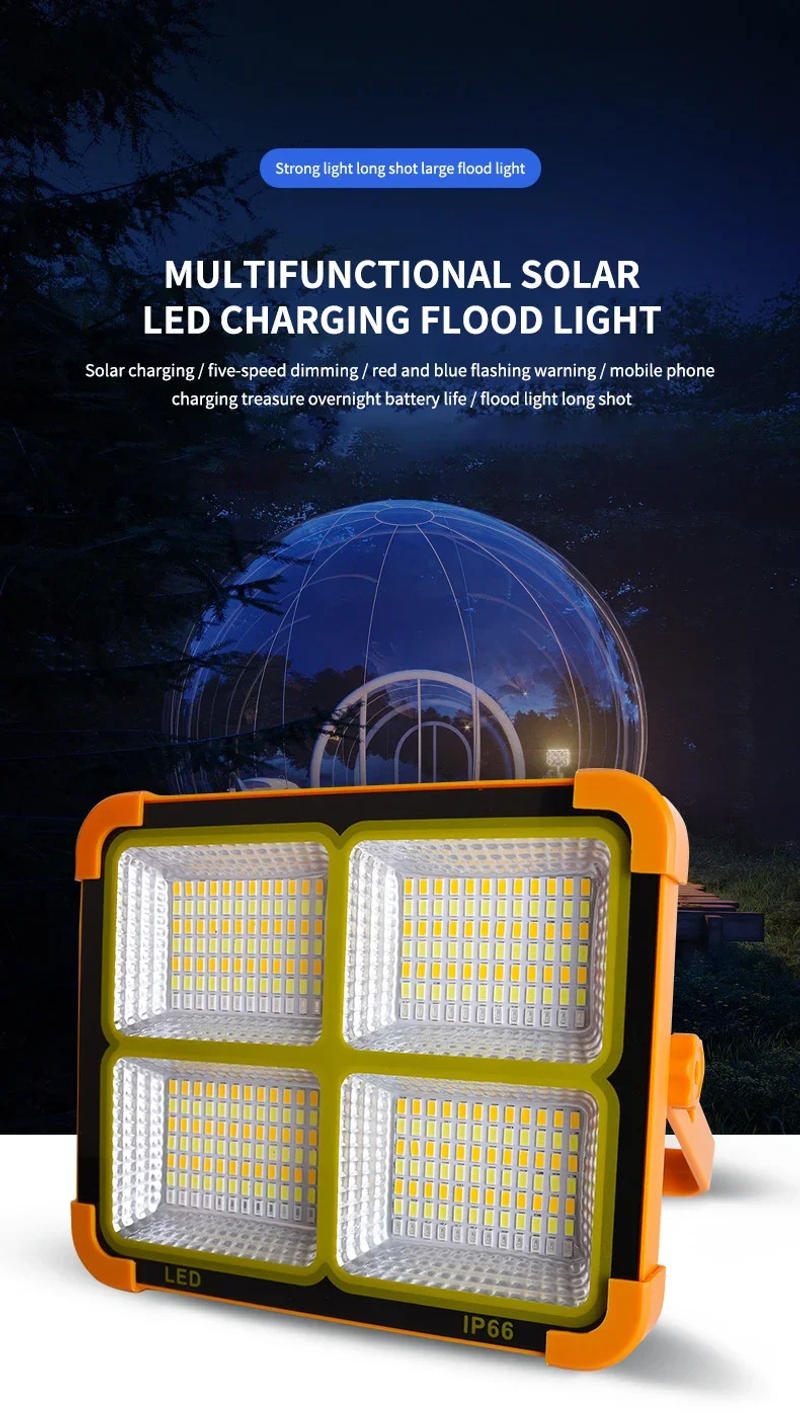 Description Picture 2 of item1000W USB Rechargeable Portable LED Flood Solar Light Outdoors Camping Tent Lamp Emergency Mobile Spotlight Work Repair Light