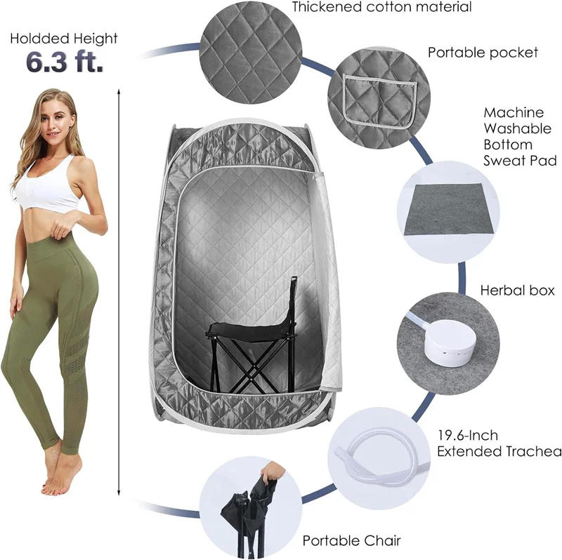 Description Picture 5 of itemPortable Steam Sauna Tent, Full Body Personal Home Spa One Person Steam Saunas for Home With 4L Sauna Steamer Machine