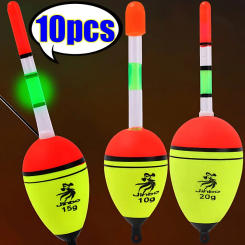 10/15/20g EVA Luminous Fishing Night Float Light Stick Foam Plastic Bobber Sea Rock Fishing Striking Floats Fishing Accessories